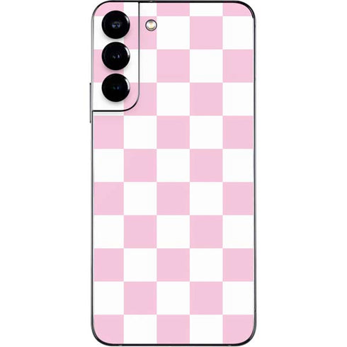 Pink and White Checkerboard Galaxy S22 Plus Skin