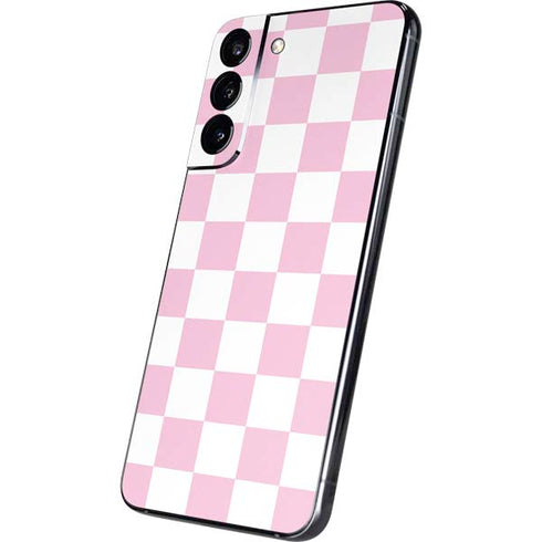 Pink and White Checkerboard Galaxy S22 Plus Skin