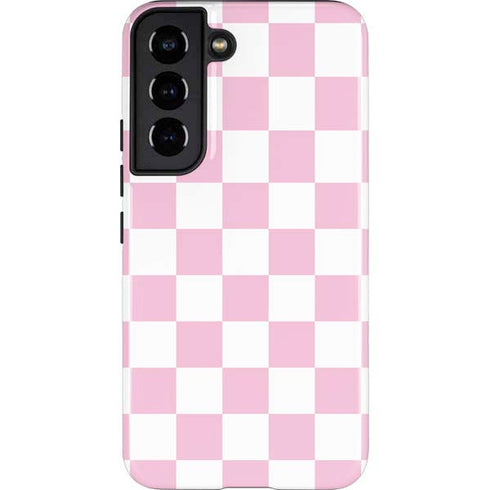 Pink and White Checkerboard Galaxy S22 Pro Case