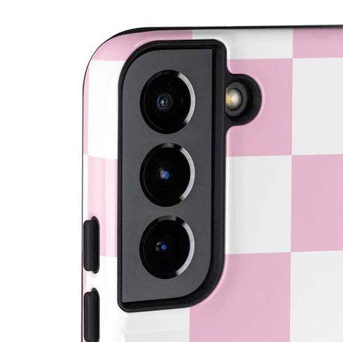 Pink and White Checkerboard Galaxy S22 Pro Case