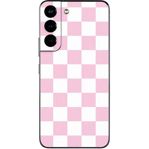 Pink and White Checkerboard Galaxy S22 Skin