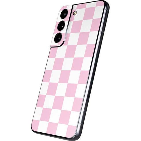 Pink and White Checkerboard Galaxy S22 Skin