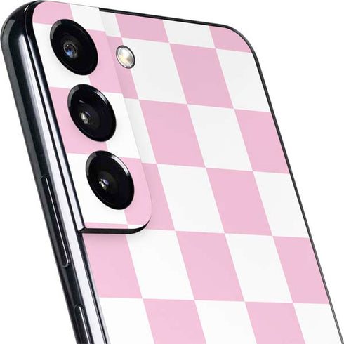 Pink and White Checkerboard Galaxy S22 Skin