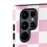 Pink and White Checkerboard Galaxy S22 Ultra Pro Case