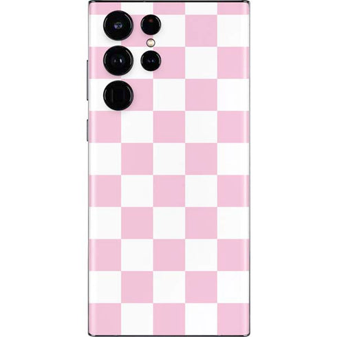 Pink and White Checkerboard Galaxy S22 Ultra Skin