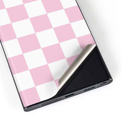 Pink and White Checkerboard Galaxy S22 Ultra Skin