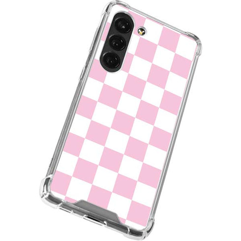 Pink and White Checkerboard Galaxy S23 Clear Case