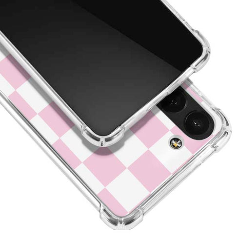 Pink and White Checkerboard Galaxy S23 Clear Case