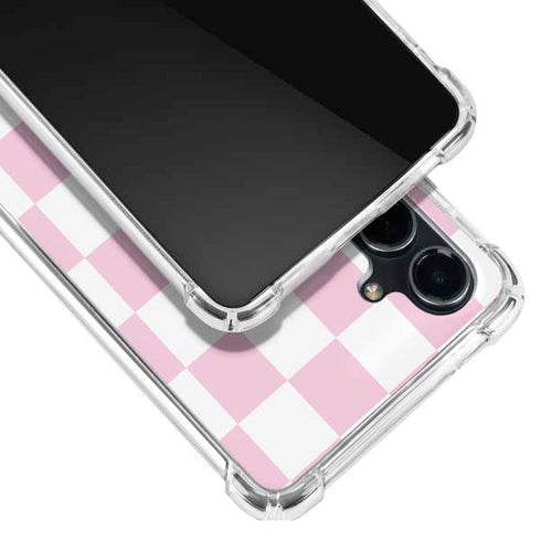 Pink and White Checkerboard Galaxy S23 FE Clear Case