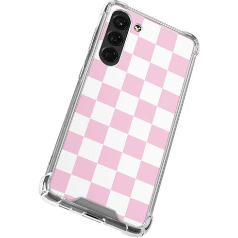 Pink and White Checkerboard Galaxy S23 Plus Clear Case