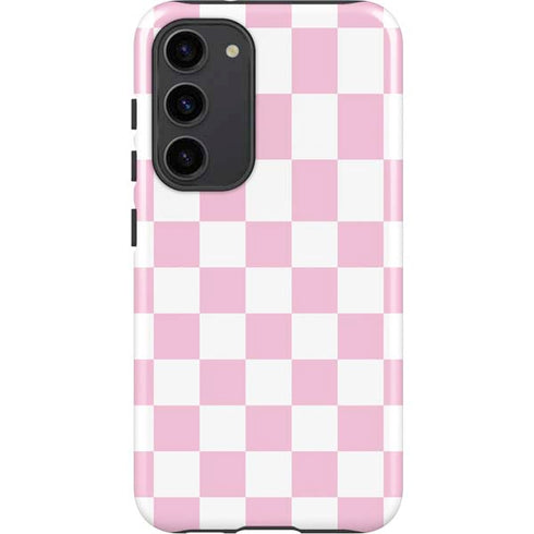 Pink and White Checkerboard Galaxy S23 Plus Pro Case