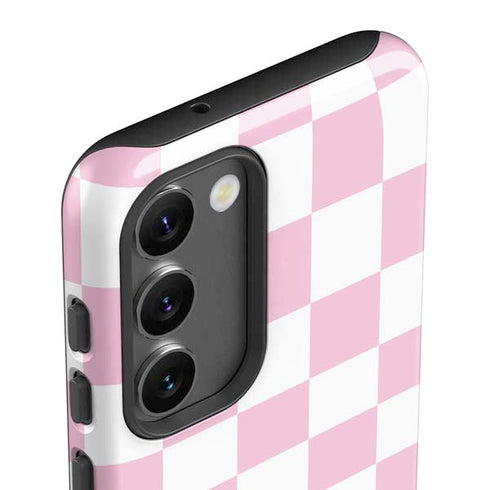 Pink and White Checkerboard Galaxy S23 Plus Pro Case