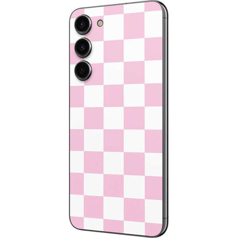 Pink and White Checkerboard Galaxy S23 Plus Skin