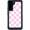 Pink and White Checkerboard Galaxy S23 Plus Waterproof Case