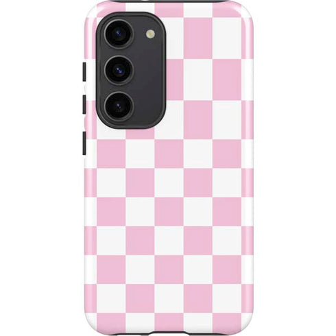 Pink and White Checkerboard Galaxy S23 Pro Case
