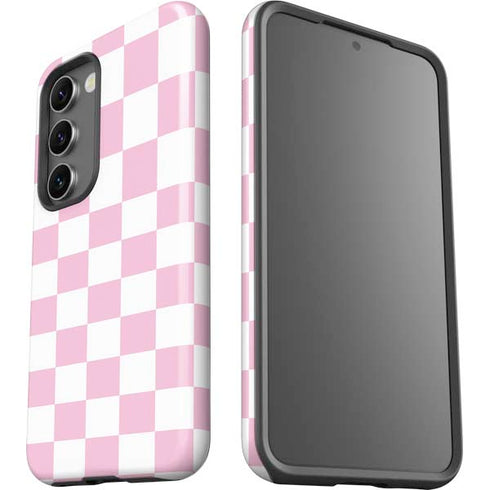 Pink and White Checkerboard Galaxy S23 Pro Case