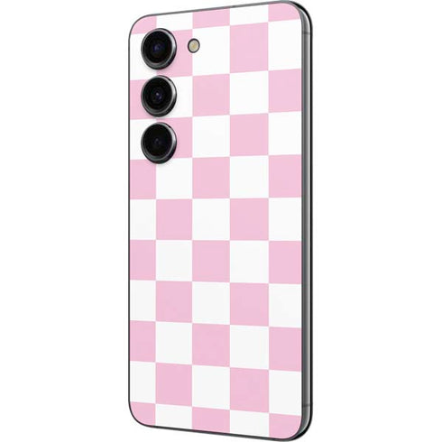 Pink and White Checkerboard Galaxy S23 Skin