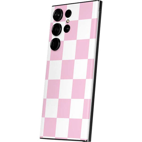 Pink and White Checkerboard Galaxy S23 Ultra Skin
