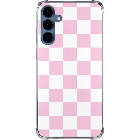 Pink and White Checkerboard Galaxy S24 Clear Case