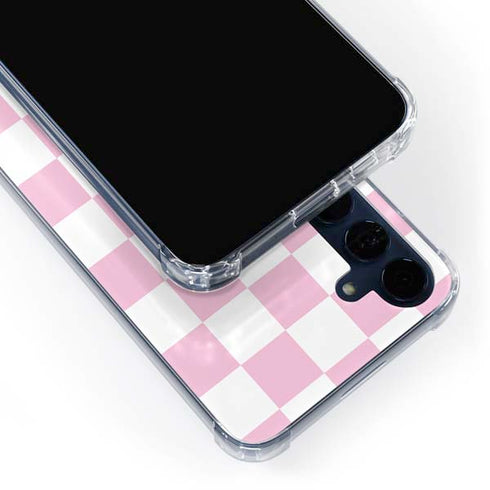 Pink and White Checkerboard Galaxy S24 Clear Case