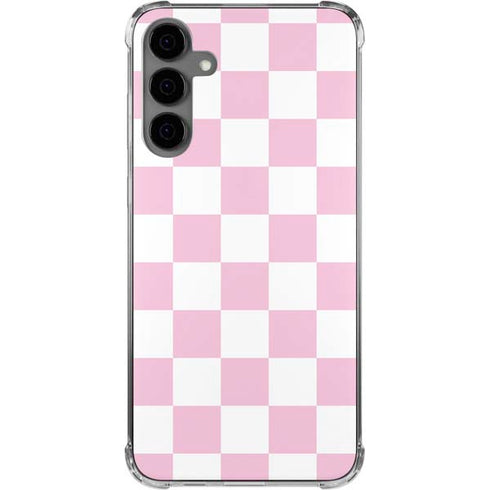 Pink and White Checkerboard Galaxy S24 Plus Clear Case