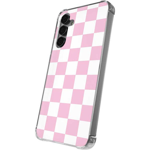 Pink and White Checkerboard Galaxy S24 Plus Clear Case