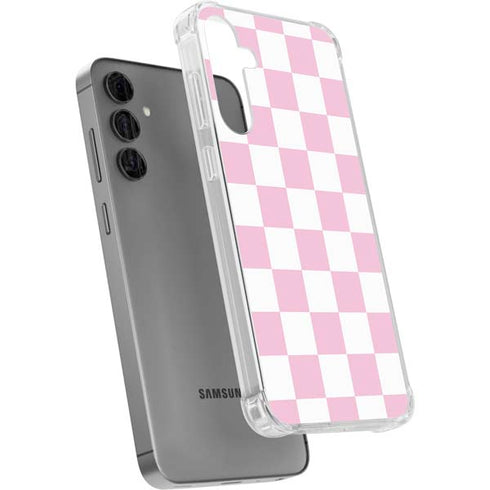 Pink and White Checkerboard Galaxy S24 Plus Clear Case
