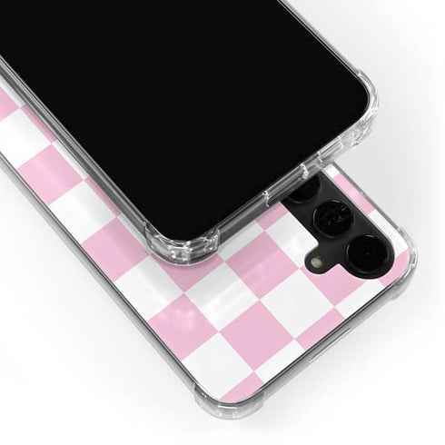 Pink and White Checkerboard Galaxy S24 Plus Clear Case
