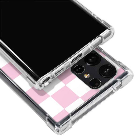 Pink and White Checkerboard Galaxy S24 Ultra Clear Case
