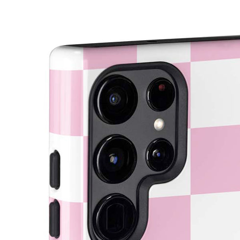 Pink and White Checkerboard Galaxy S24 Ultra Impact Case