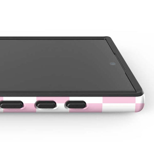Pink and White Checkerboard Galaxy S24 Ultra Impact Case