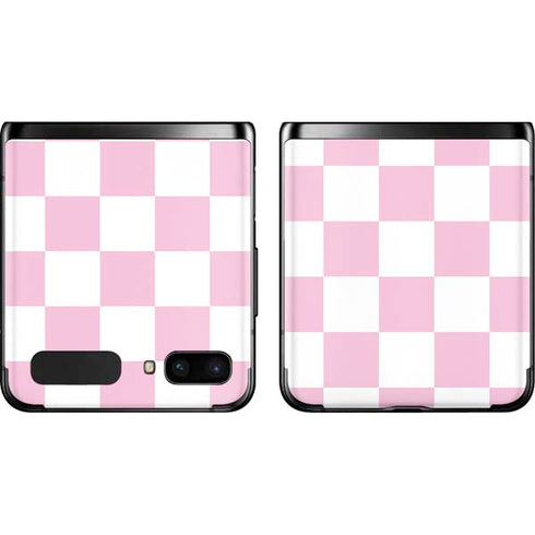 Pink and White Checkerboard Galaxy Z Flip Skin