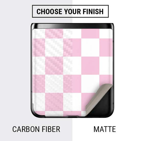 Pink and White Checkerboard Galaxy Z Flip Skin