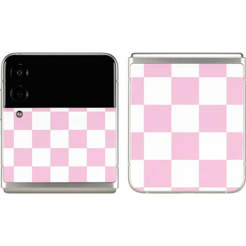 Pink and White Checkerboard Galaxy Z Flip3 5G Skin