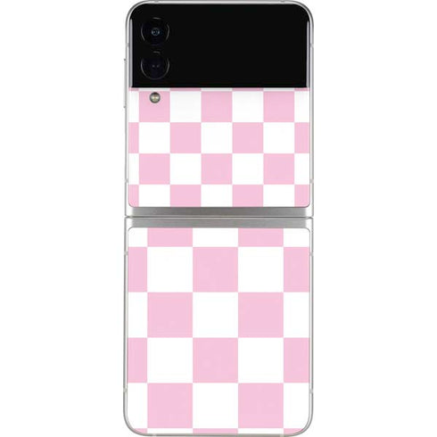 Pink and White Checkerboard Galaxy Z Flip3 5G Skin