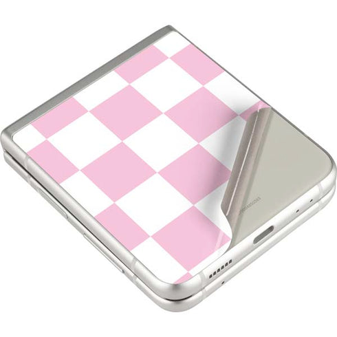 Pink and White Checkerboard Galaxy Z Flip3 5G Skin