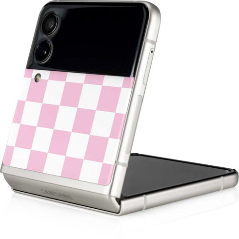 Pink and White Checkerboard Galaxy Z Flip3 5G Skin