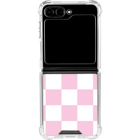 Pink and White Checkerboard Galaxy Z Flip5 5G Clear Case