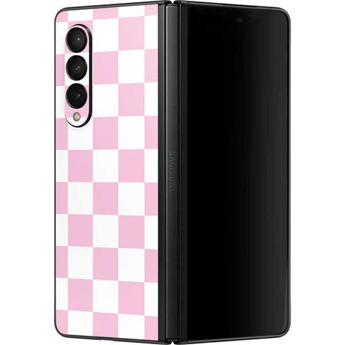 Pink and White Checkerboard Galaxy Z Fold3 5G Skin