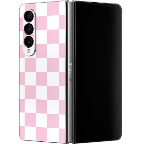 Pink and White Checkerboard Galaxy Z Fold4 5G Skin
