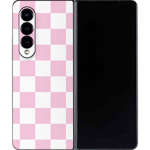 Pink and White Checkerboard Galaxy Z Fold4 5G Skin