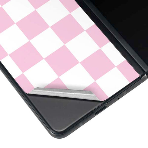 Pink and White Checkerboard Galaxy Z Fold4 5G Skin