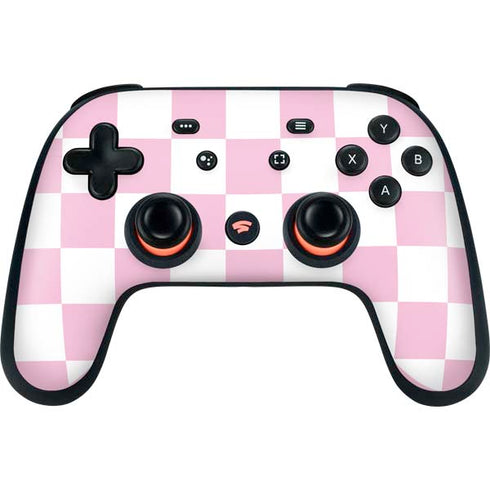 Pink and White Checkerboard Google Stadia Controller Skin