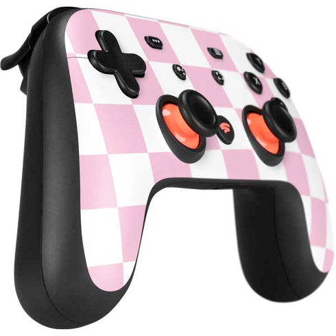 Pink and White Checkerboard Google Stadia Controller Skin
