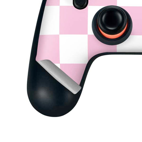 Pink and White Checkerboard Google Stadia Controller Skin