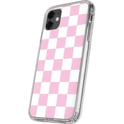 Pink and White Checkerboard iPhone 11 Clear Case