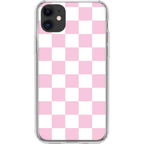 Pink and White Checkerboard iPhone 11 Clear Case