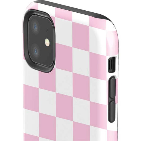 Pink and White Checkerboard iPhone 11 Impact Case