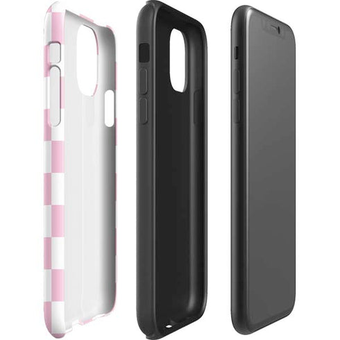 Pink and White Checkerboard iPhone 11 Impact Case