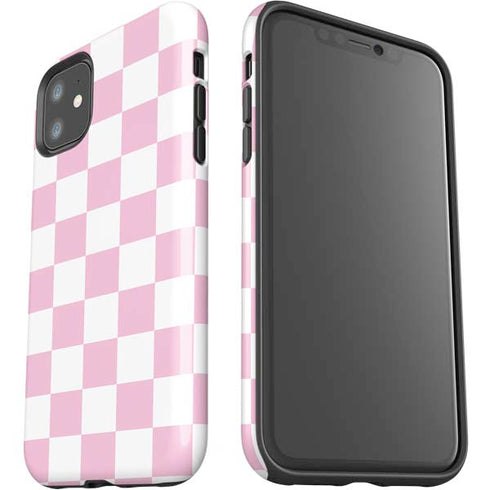 Pink and White Checkerboard iPhone 11 Impact Case